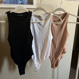 3 Zara High Neck Bodysuits